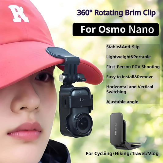 TELESIN Magnetic Brim Clip for DJI OSMO NANO | POV Mount Camera Mount Clip Oasis Select