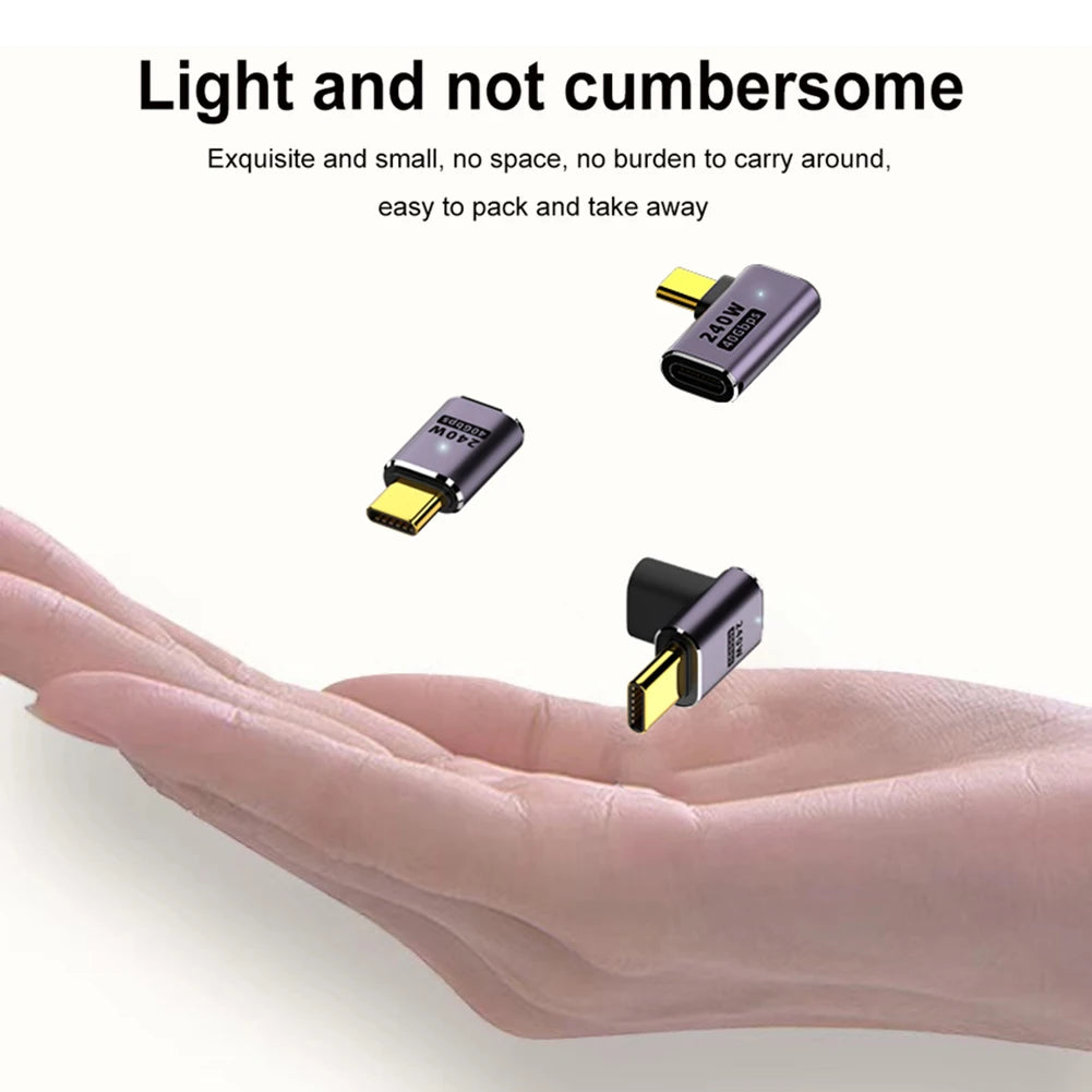USB4 Type-C Adapter 240W PD 40Gbps 8K@60Hz Elbow OTG Converter Peaceful Pleasures Health and Wellness