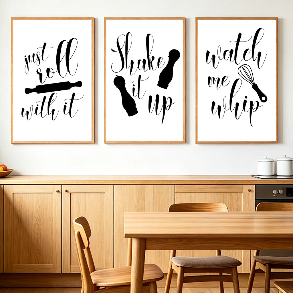 Kitchen Inspirational Wall Art, Modern Cooking Quotes Canvas Painting, Minimalist Black White Poster Print for Dining Room Decor Peaceful Pleasures Health and Wellness