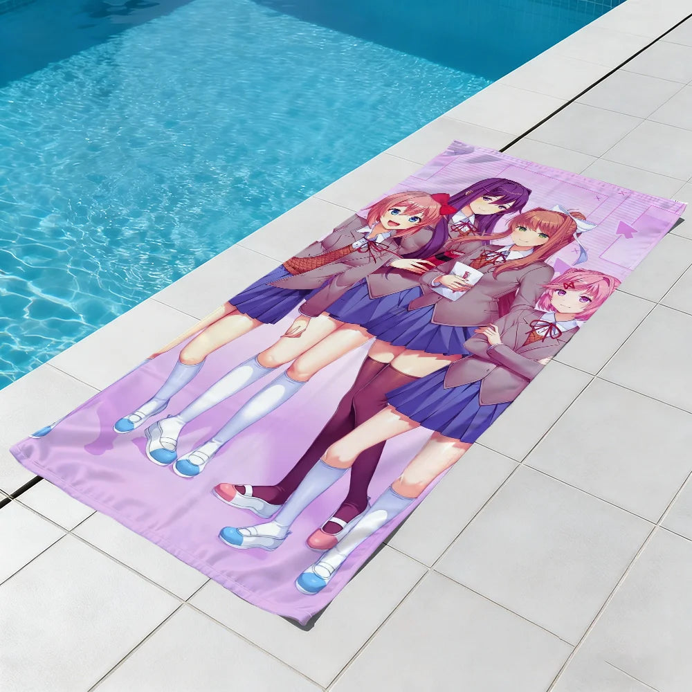 D-Doki Anime Club Quick-Dry Beach Towel | Soft Pool Towel Gift Quick-Dry Beach Towel Peaceful Pleasures Health and Wellness