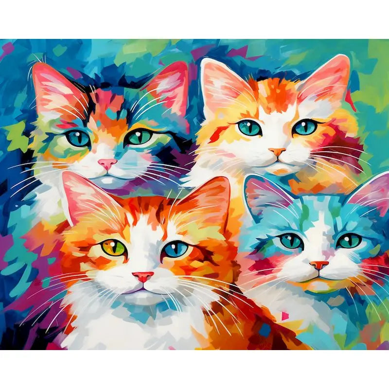 Abstract Cat Paint by Numbers Kit for Adults – 60x75cm Canvas