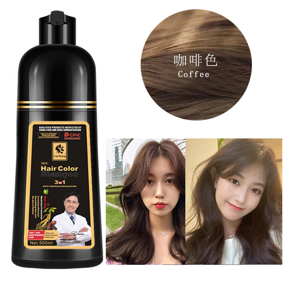 Herbal Hair Dye Shampoo — Fast Black Color, Deep Moisture, Botanical Formula | 500ml Peaceful Pleasures Health and Wellness type 2 coffee CN