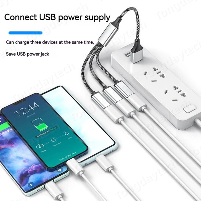 USB-C Hub Splitter 1 to 2/3 Ports | OTG Fast Charging Adapter Peaceful Pleasures Health and Wellness