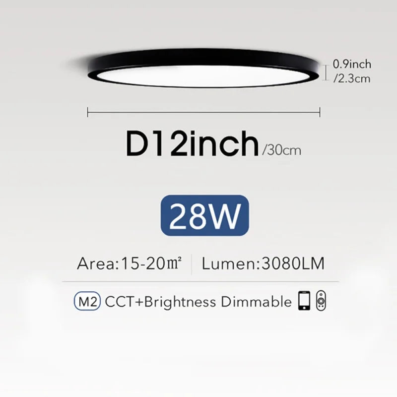 Ultra-Thin 24/28W Dimmable LED Ceiling Light | Modern Flush Mount