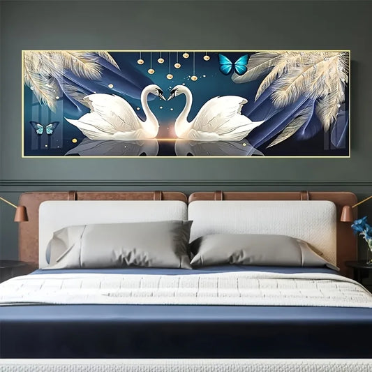 Swan & Butterflies Canvas Wall Art Poster – Modern Unframed Print Canvas Wall Art Peaceful Pleasures Health and Wellness