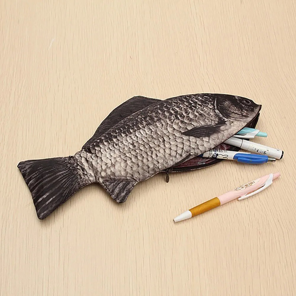 Pencil Bag Carp Pen Bag Realistic Fish Shape Make-up Pouch Pen Pencil Case With Zipper Back To School Pencil Pouch Pen Bag Peaceful Pleasures Health and Wellness