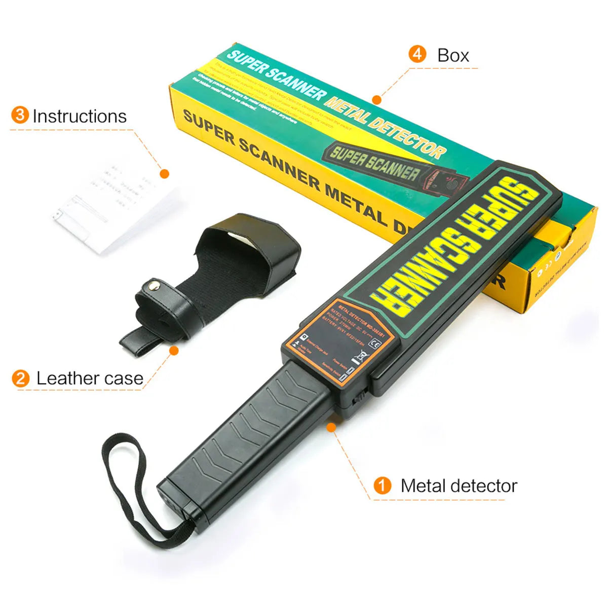 Handheld Metal Detector Portable High Sensitivity Gold Finder Wall Scanner for Outdoor Treasure Hunting Security Inspection Peaceful Pleasures Health and Wellness MD3003B1