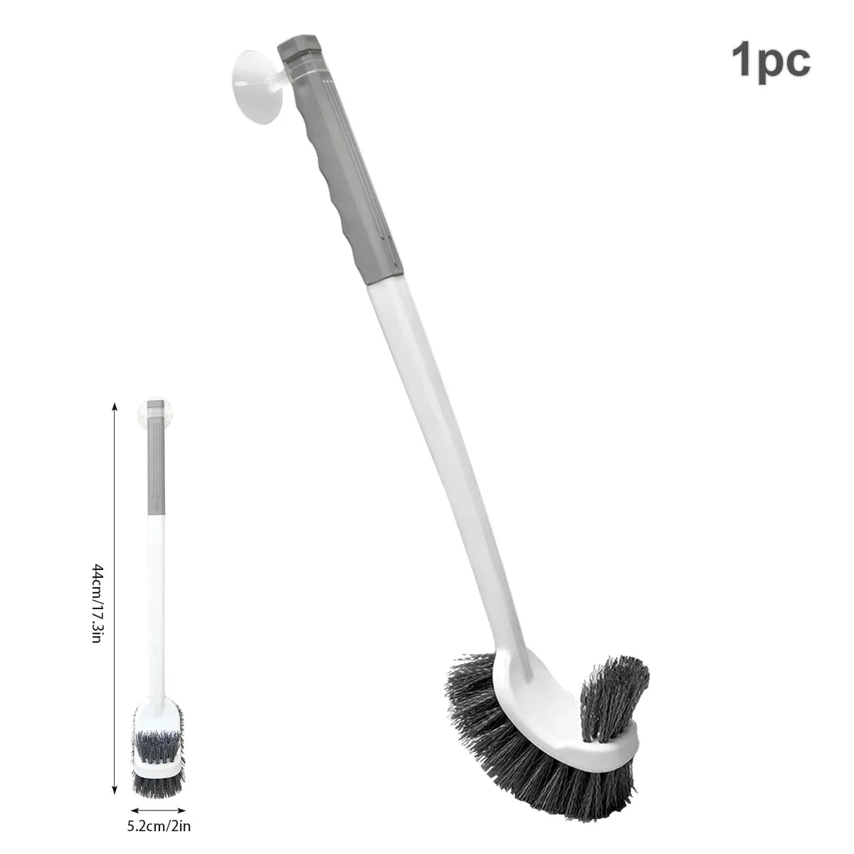 Long Handled Toilet Brush Suction Cup Type Hole Free Wall Mounted Double-Sided Elbow No Dead Corners Cleaning Squatting Sink Peaceful Pleasures Health and Wellness grey-1pc