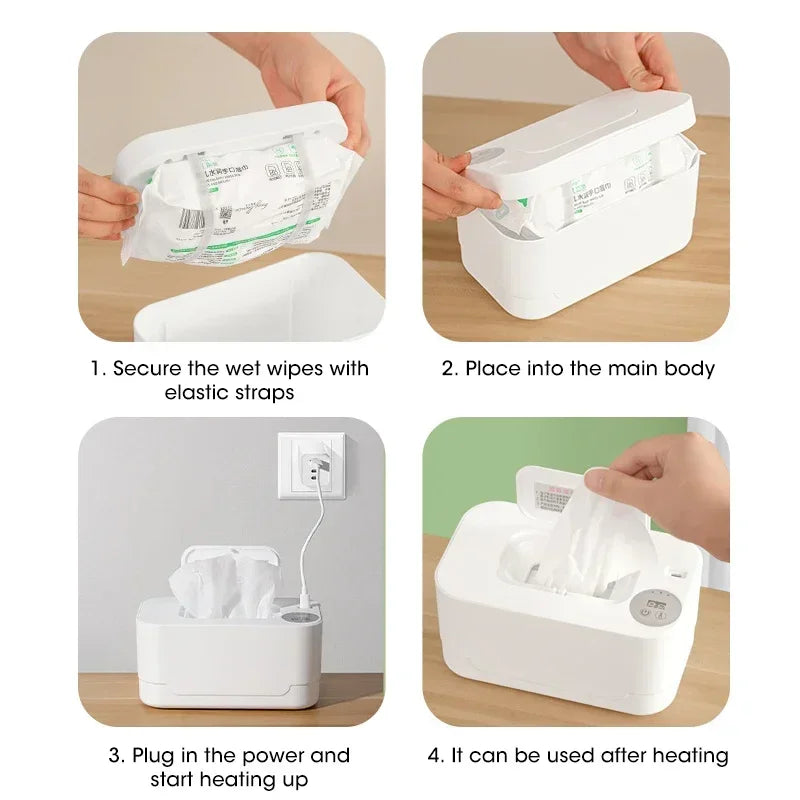 Portable Baby Wipe Warmer 2-in-1 Heated Towel Dispenser with LED Display Heating Box for Home Car Travel Accessories Peaceful Pleasures Health and Wellness