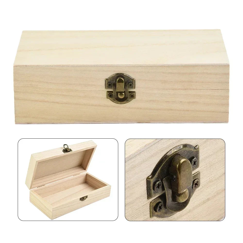 Retro Wooden Jewelry Box with Lock | Vintage Desktop Organizer