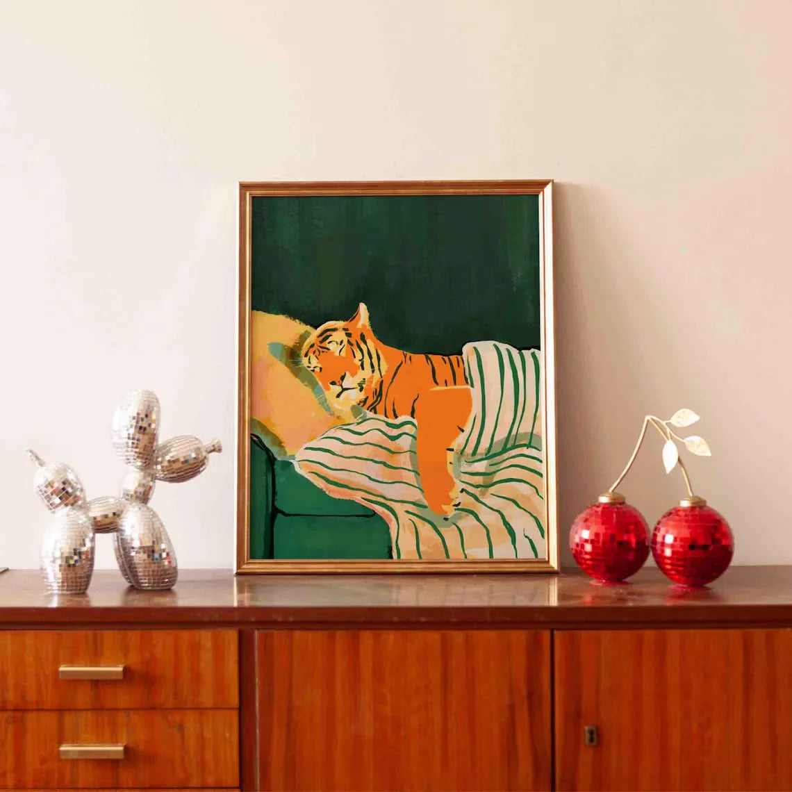 Emerald Green Tiger Canvas Wall Art | Modern Animal Print