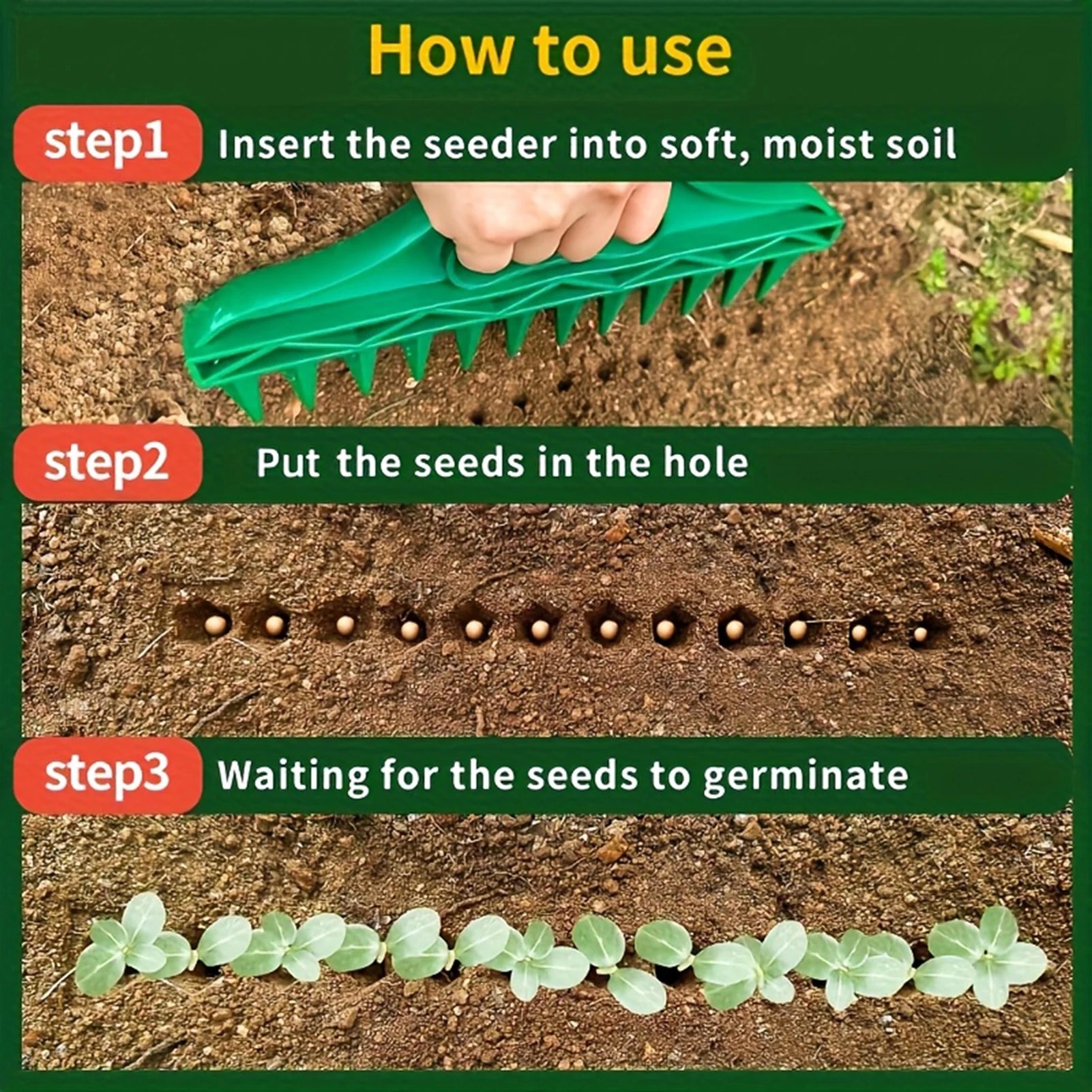 2pcs set Durable Plastic Hand Dibbler Garden Seeder Tool 12-Hole Fast Seeding, Waterproof Planting Aid for Efficient Gardening Peaceful Pleasures Health and Wellness