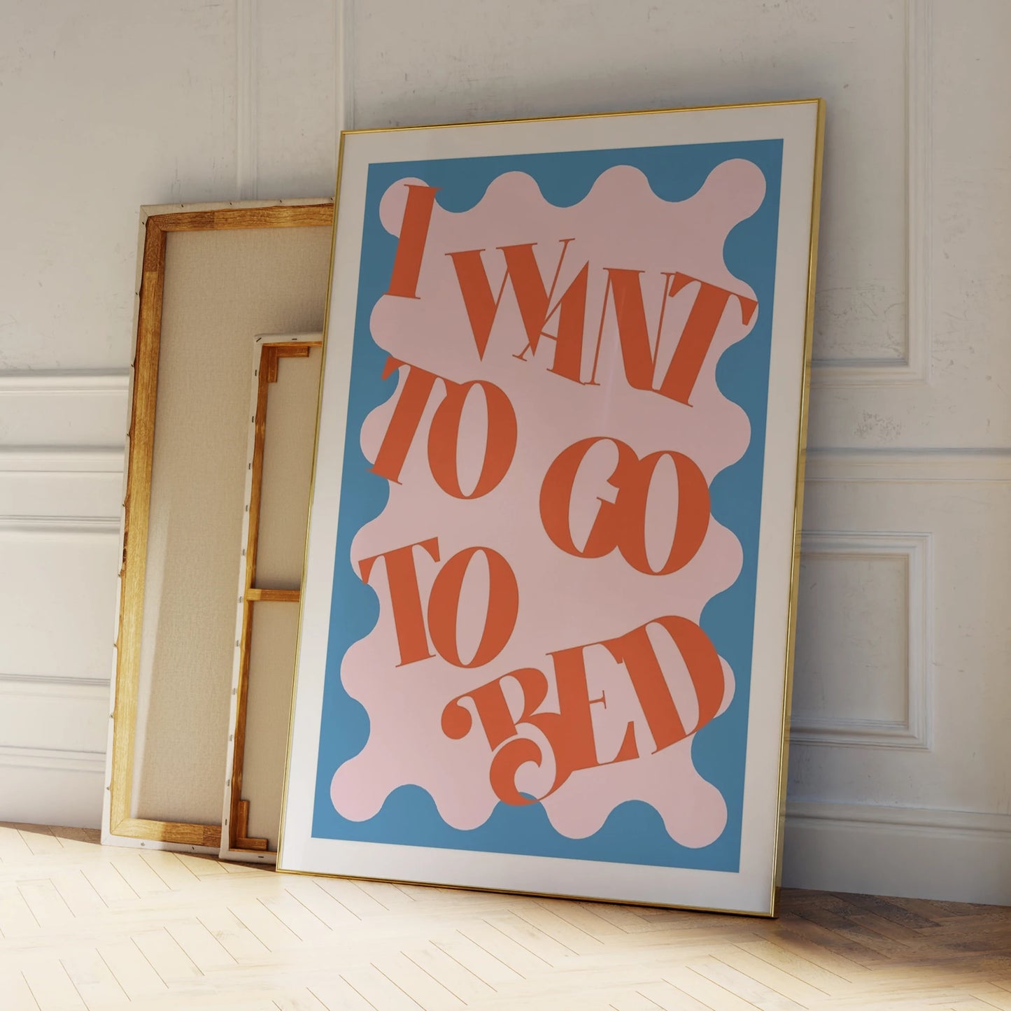 "I Want To Go To Bed" Funny Canvas Wall Art Print