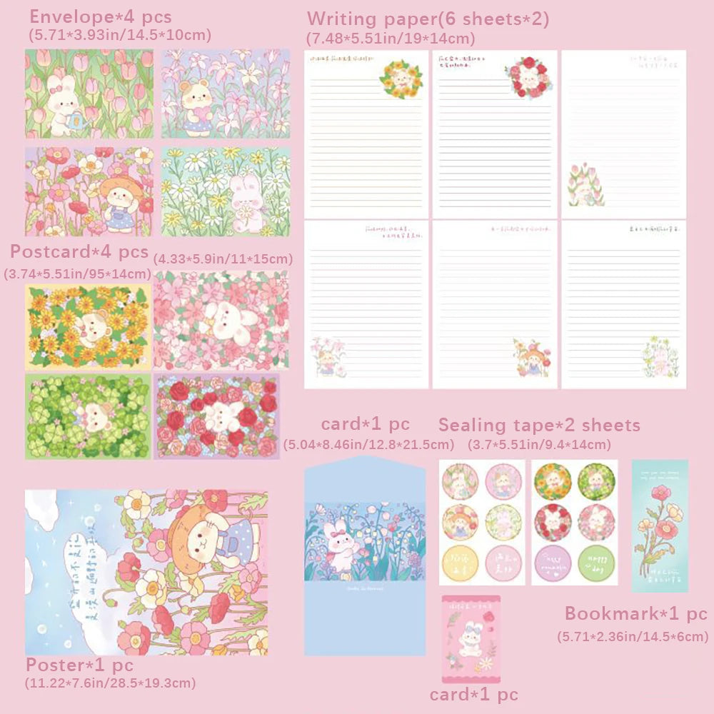 Flower Sea Melody Series Stamped Envelope Letter Beauty Sealing