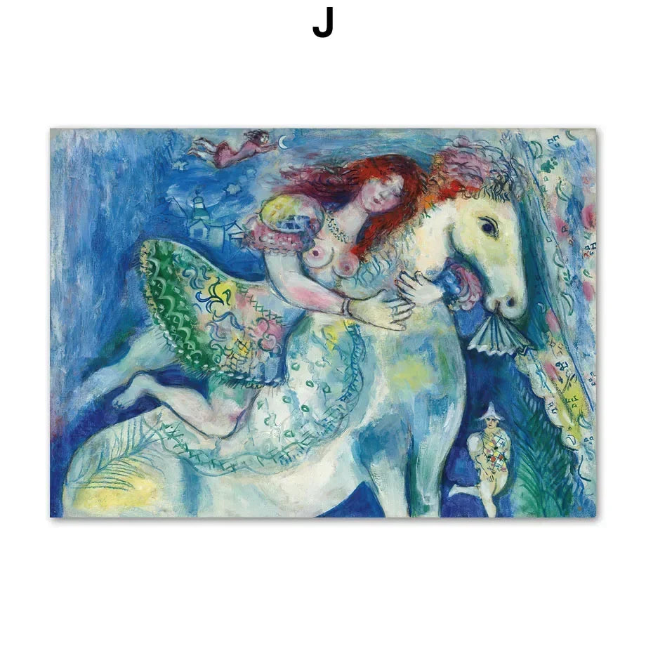 Scandinavian Minimalist Wall Art Marc Chagall Surrealism Abstract HD Canvas Poster Print Home Bedroom Living Room Decoration Peaceful Pleasures Health and Wellness I 40x50cm Unframed