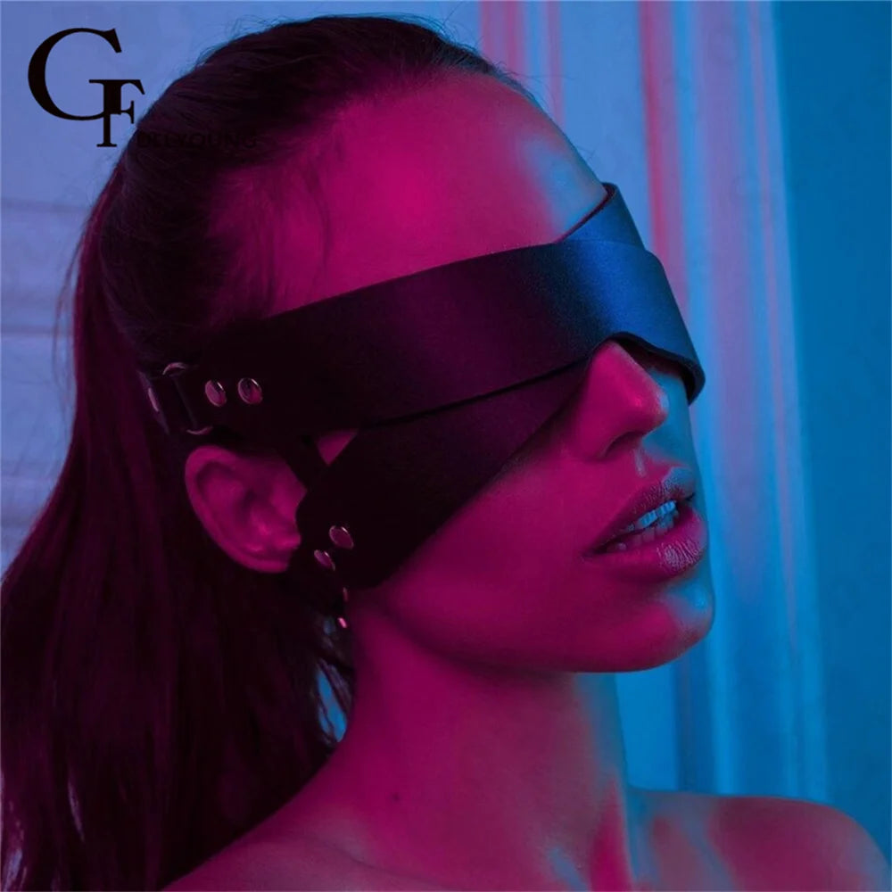 PU Fetish Masquerade Exotic Costumes Leather Bondage Gothic Mask