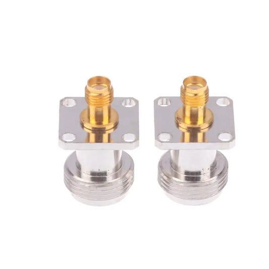 2Pcs 4-Hole Panel Zinc Alloy RF Connector Adapter N Female Jack To SMA Female Jack RF Coax Adapter Convertor Peaceful Pleasures Health and Wellness 2Pcs