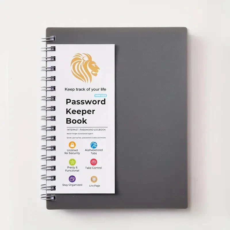 A6 Password Log Book Alphabetical Tabs Spiral Bound Organizer Home