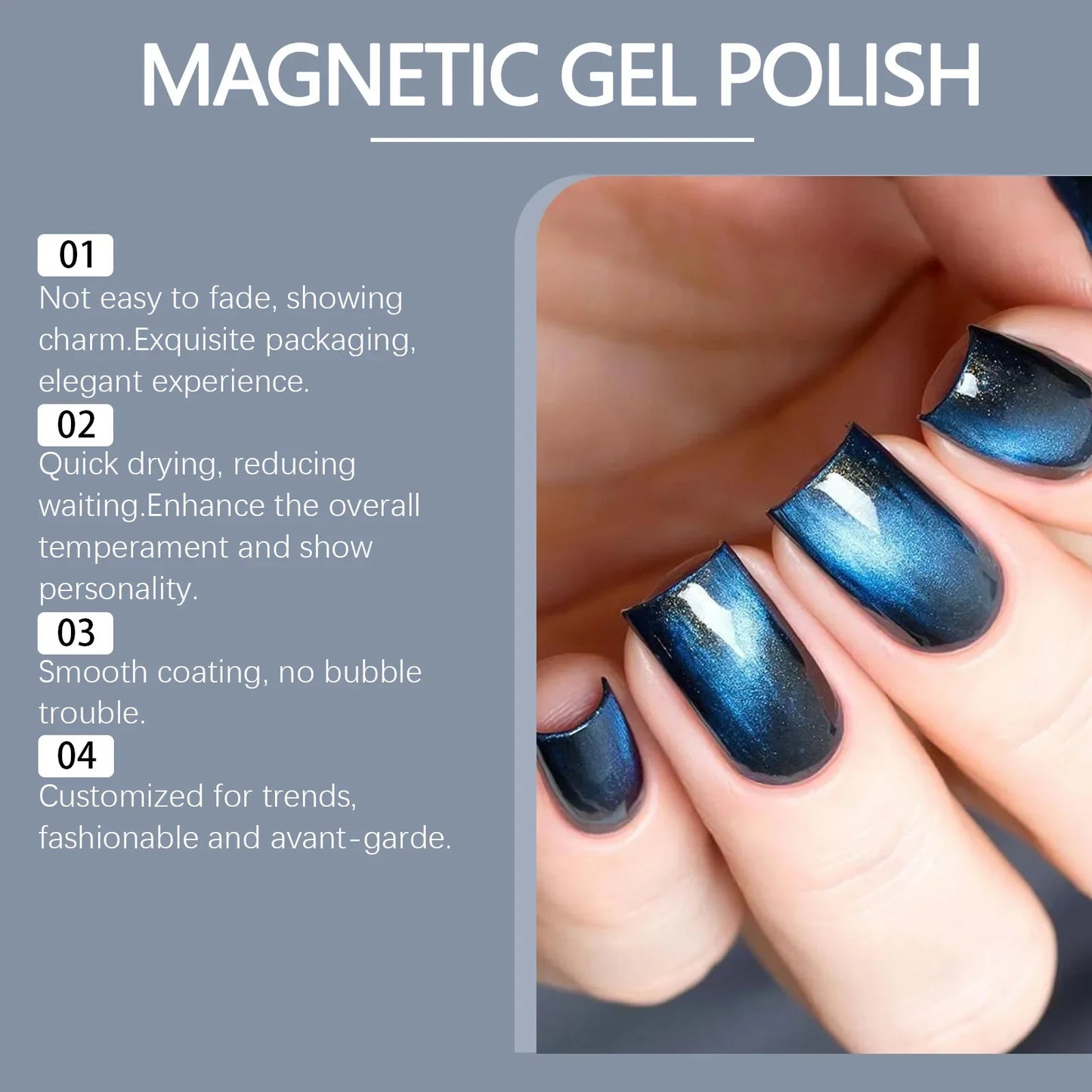Eelhoe Cat Eye Magnetic Gel Nail Polish – Black Blue 10ml