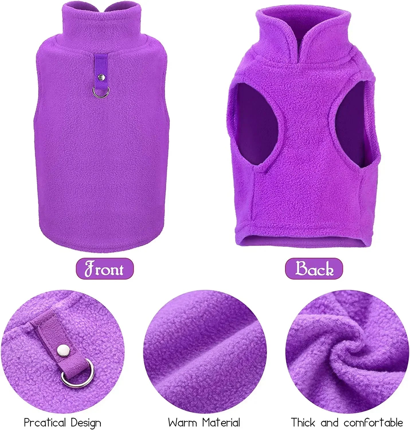 Fleece Dog Vest – Winter Jacket for Small Dogs & Cats