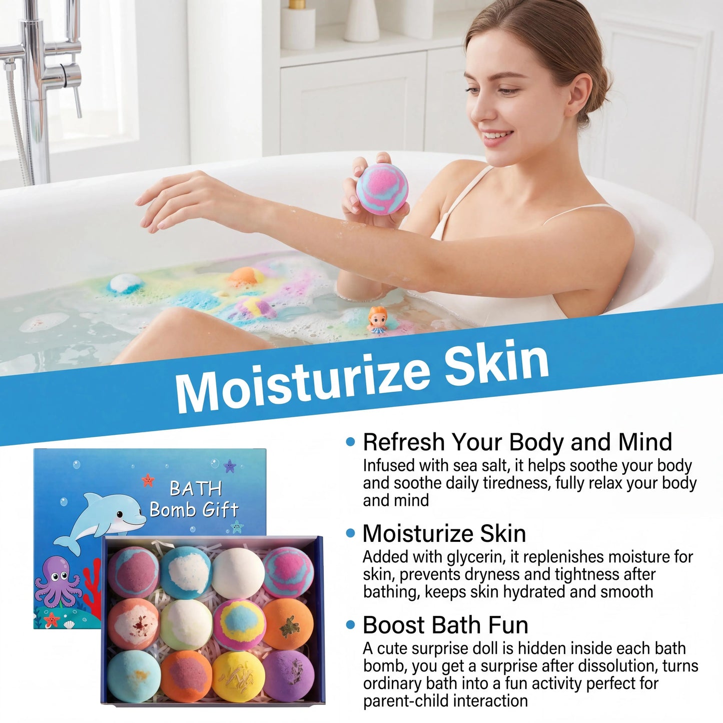 Kids Bath Bombs Set With Surprise Toys Handmade Colorful Bubble Bath Balls Relaxing Funny Perfect Birthday Spa Gift For Children Peaceful Pleasures Health and Wellness