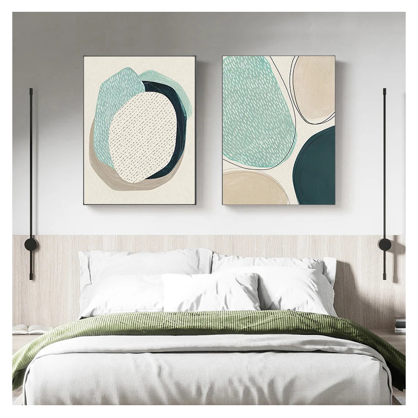 Poster Wall Art Canvas Painting Nordic Posters Prints Pictures For Living Room Home Decor Dot Abstract Line Color block Peaceful Pleasures Health and Wellness