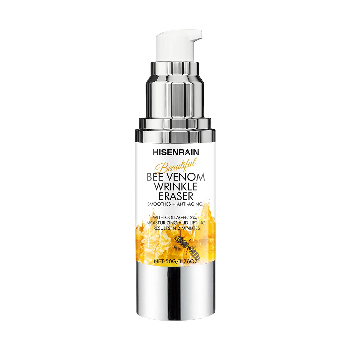 HISENRAIN Premium Bee Venom Anti-Wrinkle Cream, Vacuum Airless Pump Bottle, Lifting & Firming Moisturizer for Face & Neck. Peaceful Pleasures Health and Wellness 50g