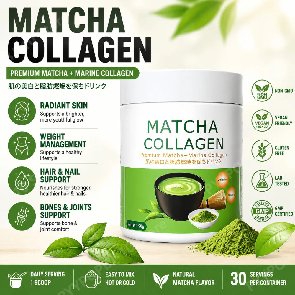 Matcha Collagen Powder | Organic Green Tea | Hair Skin Nails 90g