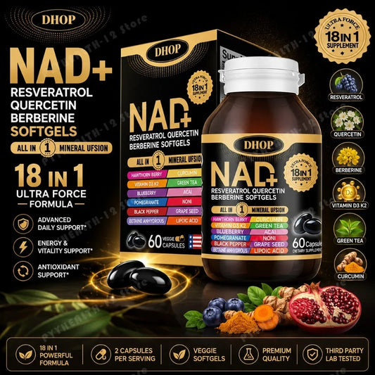 DHOP 18-in-1 NAD+ Complex Softgels | Resveratrol Quercetin 60ct NAD+ Supplement Peaceful Pleasures Health and Wellness