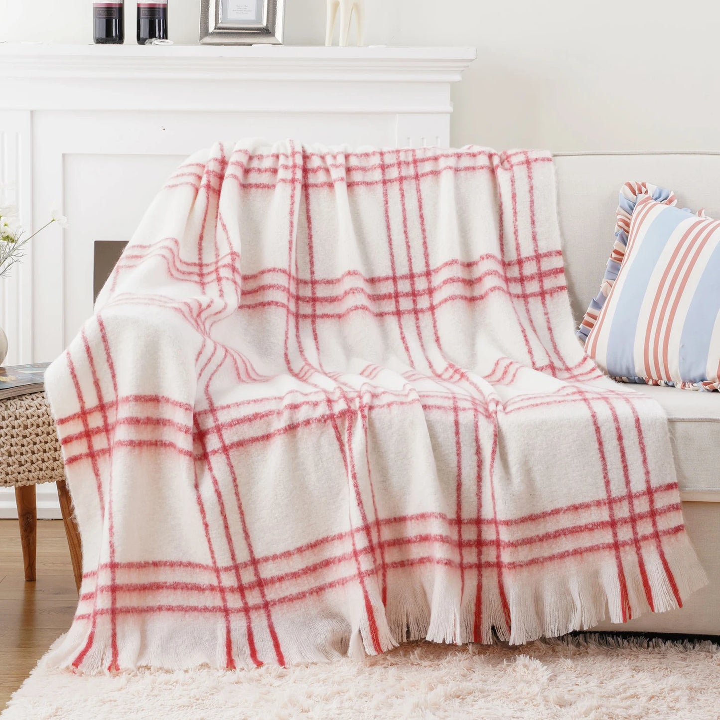 Battilo Plaid Throw Blanket | Soft Tartan Sofa Throw