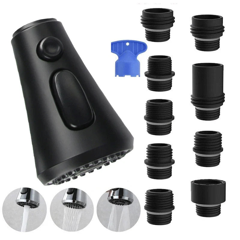 Kitchen Faucet Sprayer Head – 9 Nozzles, 3 Modes, Water Saving