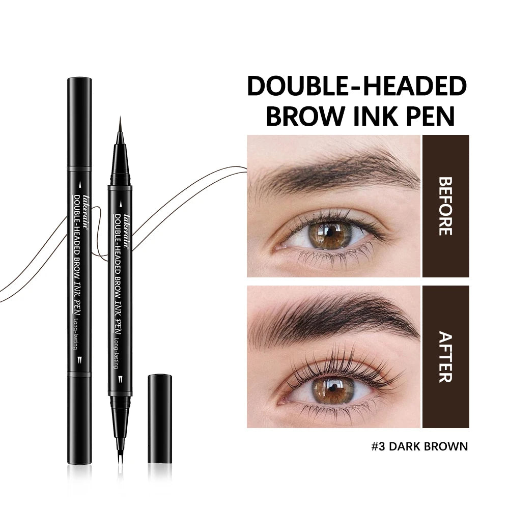 2&1 Pronged Eyebrow Pencil Waterproof Double-Headed Long Lasting Smudge Proof 2 End Design for Natural Brows Easy Application Peaceful Pleasures Health and Wellness