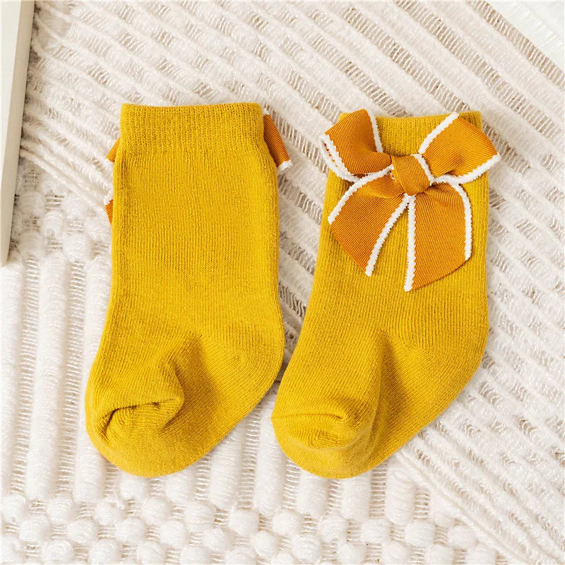 Baby Girls Cotton Bow Socks | Princess Style | Ages 0–5