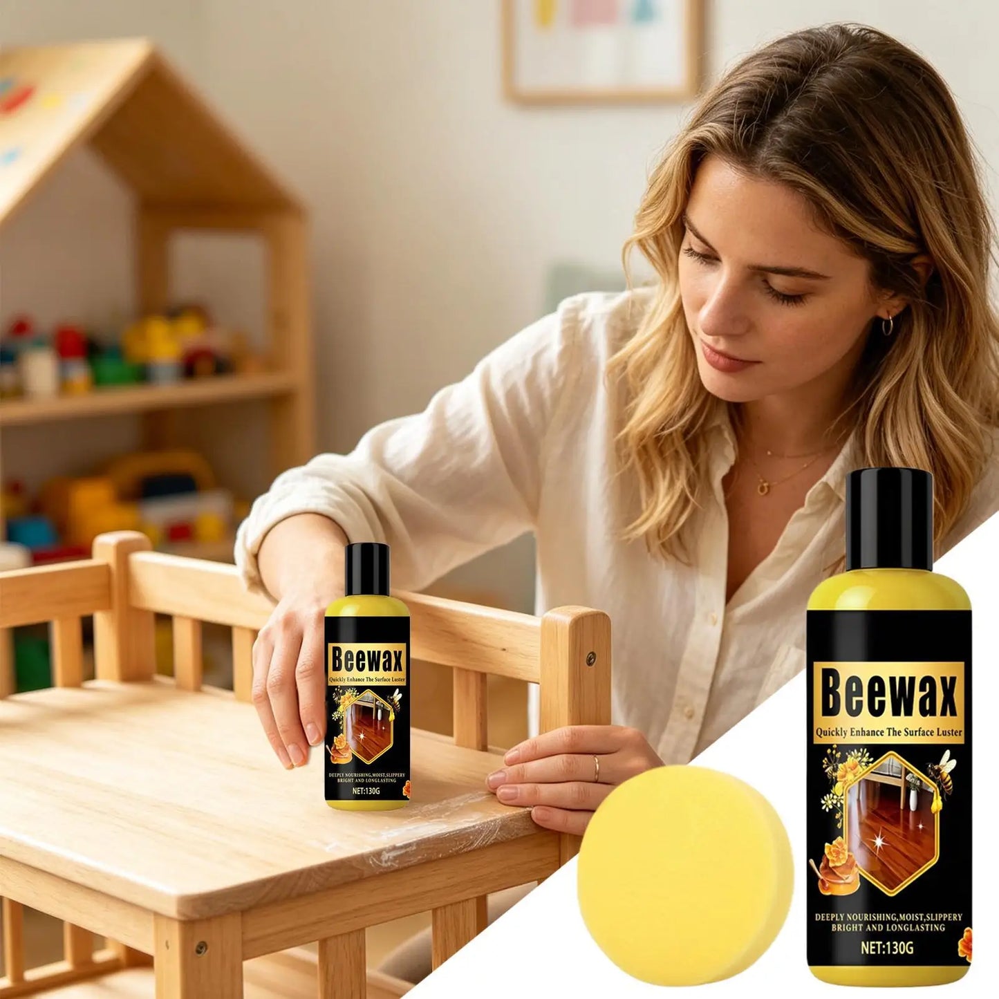 Natural Beeswax Wood Polish Paste 130g – Furniture Restorer