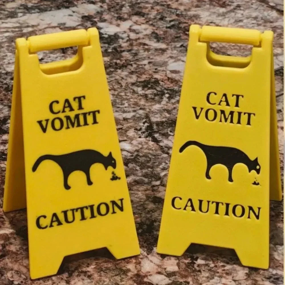 Funny Cat Vomiting Sign, Humorous Garden Decor Warning Plaque, Novelty Pet Lover Gift for Indoor Outdoor Home Decor, Safety Peaceful Pleasures Health and Wellness