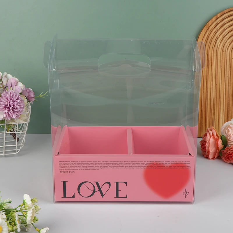 Clear PET Cake & Flower Gift Box with Handle | Party Favor Gift Box Peaceful Pleasures Health and Wellness Other 2 Pink