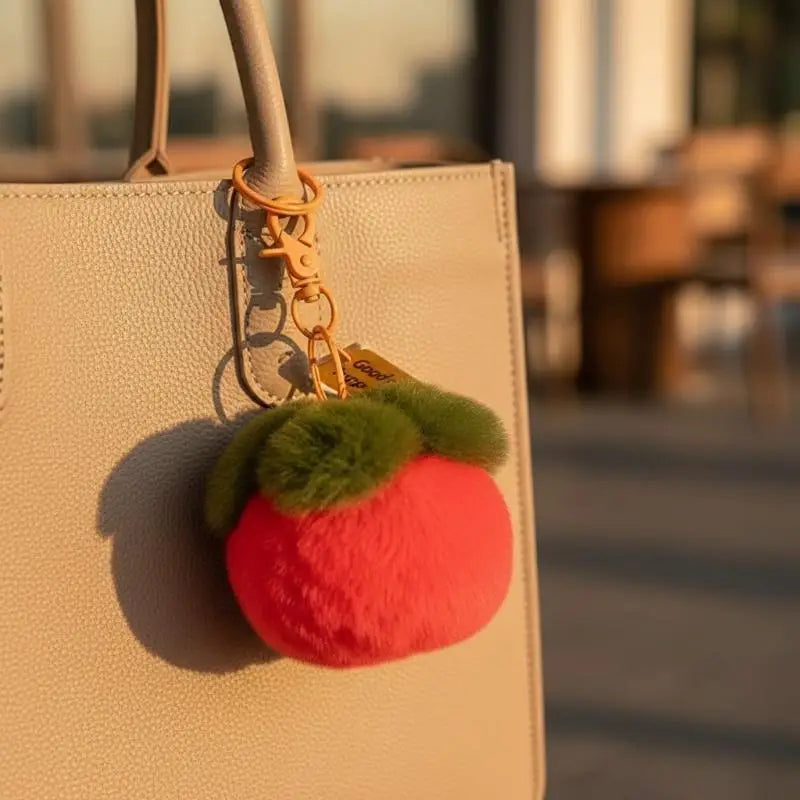 Plush Persimmon Lucky Keychain | Cute Bag Charm & Gift