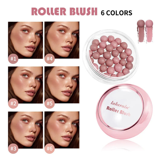 Spherical Roller Blush with Brush – Pearlescent Shimmer Finish Powder Blush Oasis Select