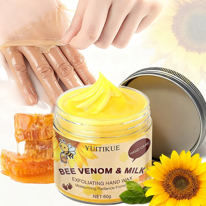 YUITIKUE Hand Wax 60g - Solve Dead/Rough/Dark Skin & Fine Lines, Moisturizing/Radiance/Firming, Bee Venom & Milk, Painless Peel Peaceful Pleasures Health and Wellness