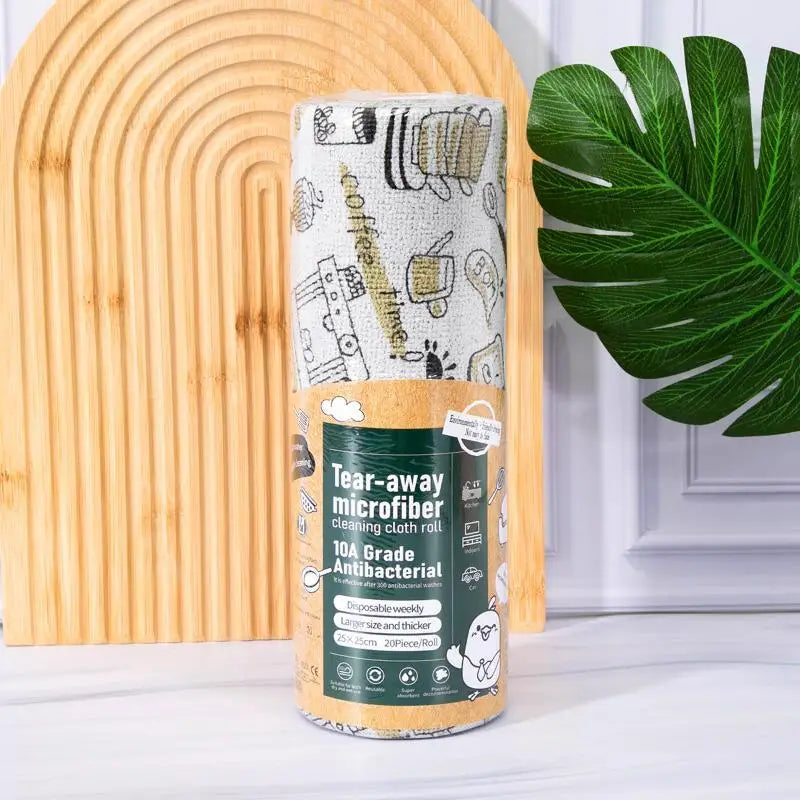 Reusable Microfiber Cleaning Cloth Roll | Cute Prints, 20 Sheets