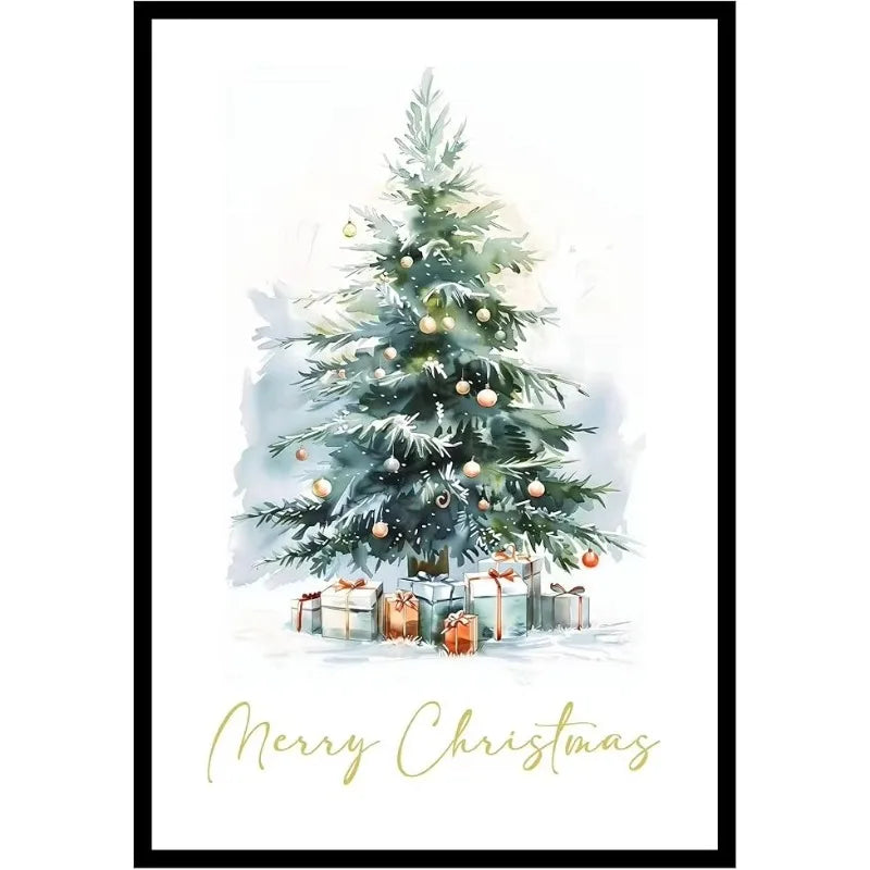 Modern Minimalist Farmhouse Elk Snowman HD Canvas Wall Art Holiday Vibes Poster for Bedroom Living Room Decor Peaceful Pleasures Health and Wellness