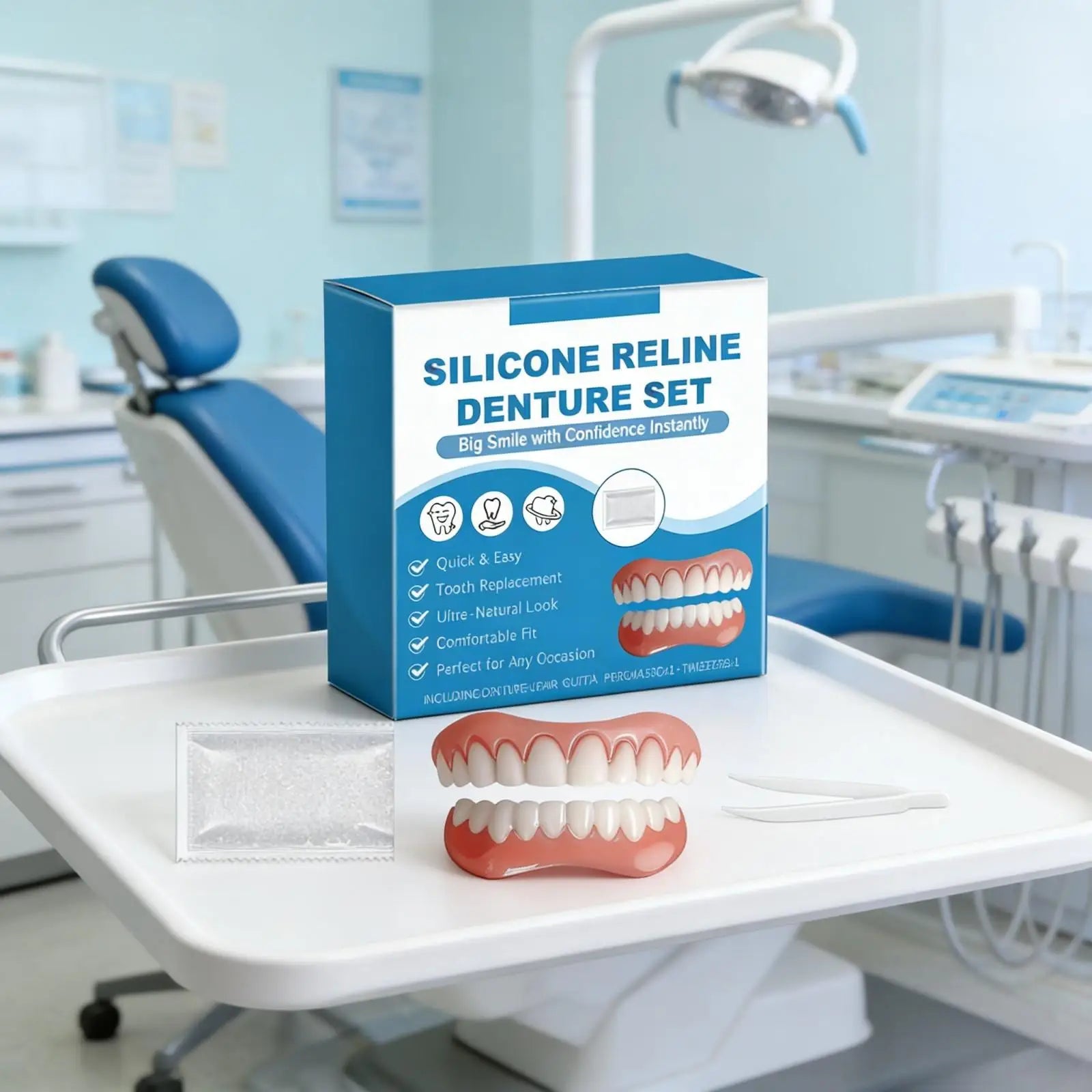 Silicone Reline Denture Set for Natural False Teeth Peaceful Pleasures Health and Wellness