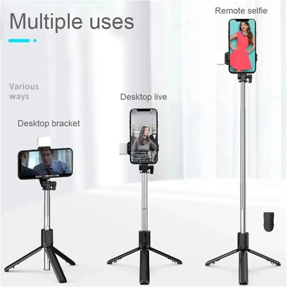 Selfie Stick Wireless Tripod Stand with Light Bluetooth Remote Extendable Tripod for iPhone Mobile Phone Live Streaming Peaceful Pleasures Health and Wellness