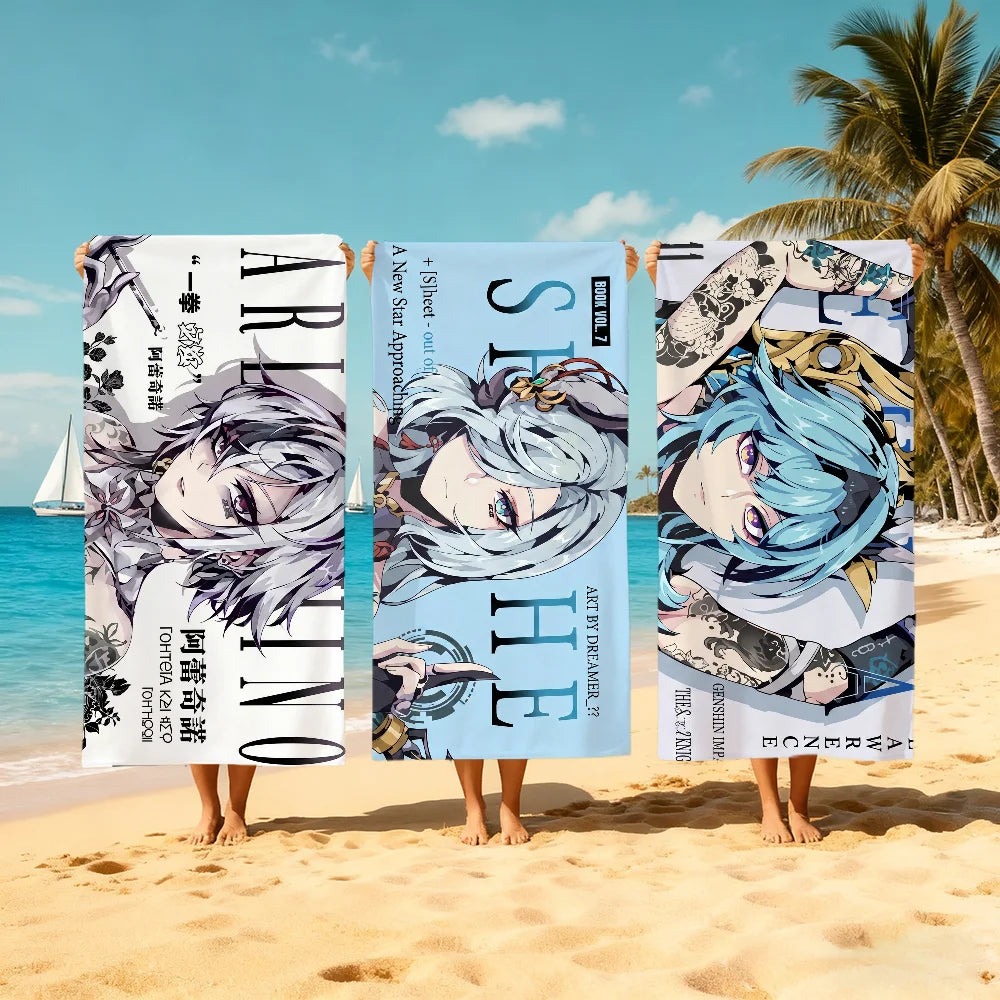 Anime Girl Quick-Dry Beach Towel | Soft Microfiber Pool Towel Quick-Dry Beach Towel Peaceful Pleasures Health and Wellness