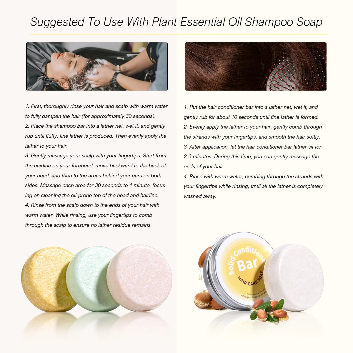 Plant Essential Oil Hair Conditioner Soap Rich in Argan Oil Coconut Oil Jojoba Oil Deep Hair Care Soap Used with Shampoo Soap Peaceful Pleasures Health and Wellness