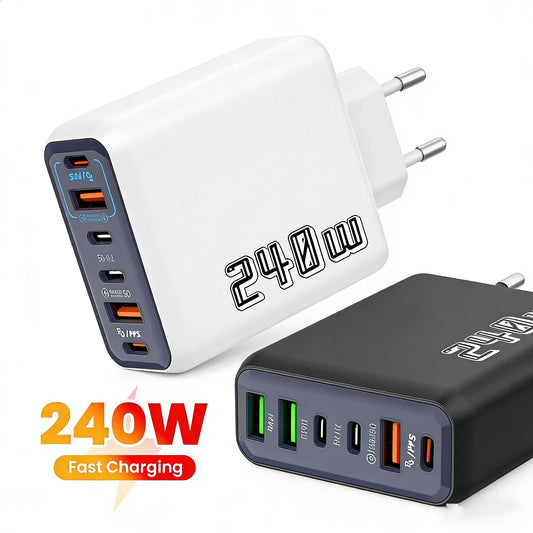 240W 6-Port USB-C Wall Charger PD3.0 QC3.0 | Fast Charging USB Wall Charger Peaceful Pleasures Health and Wellness