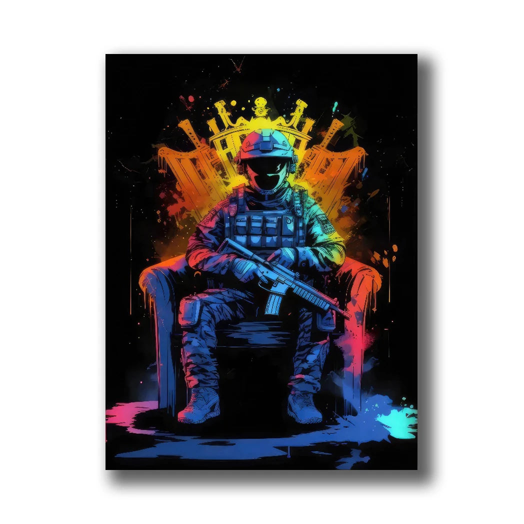 Neon Gaming Canvas Wall Art | Gamepad & Character Poster