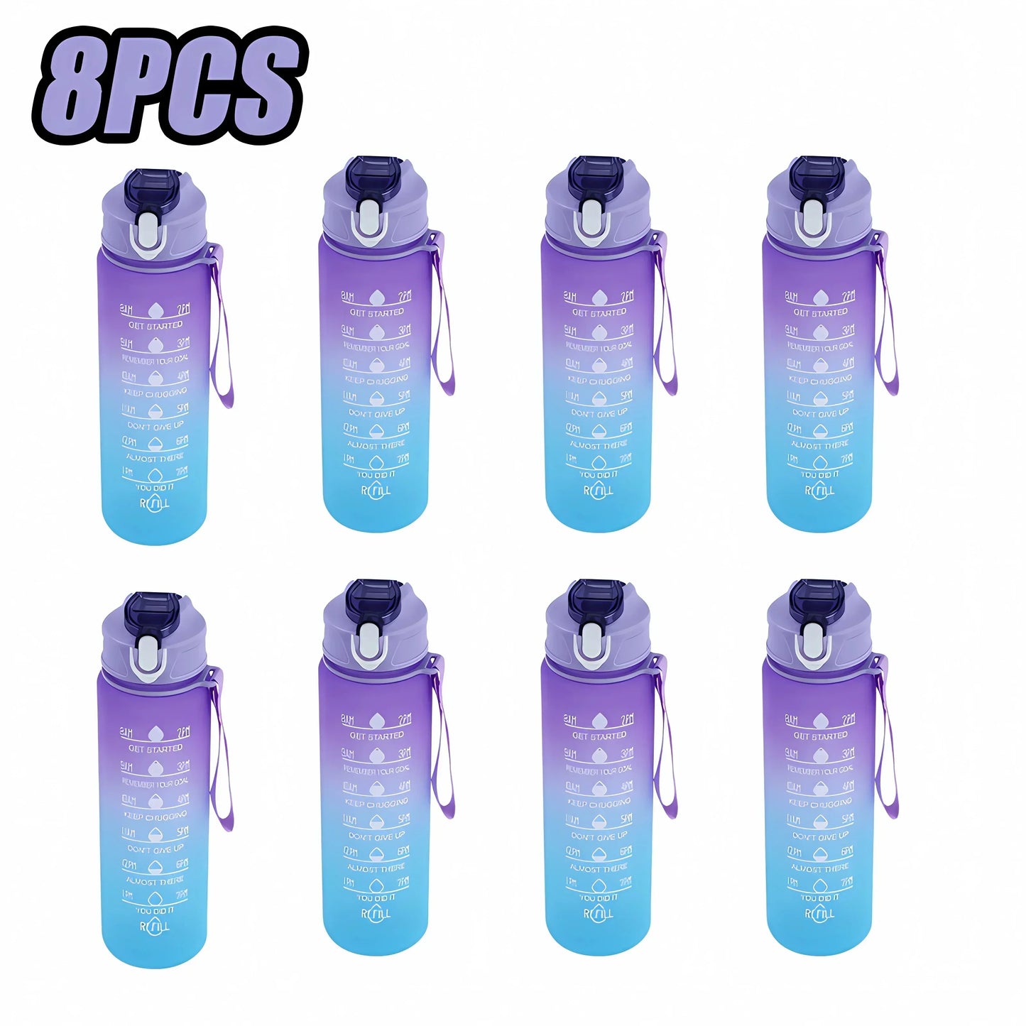 900ml Rainbow Frosted Sports Water Bottle with Straw – BPA-Free