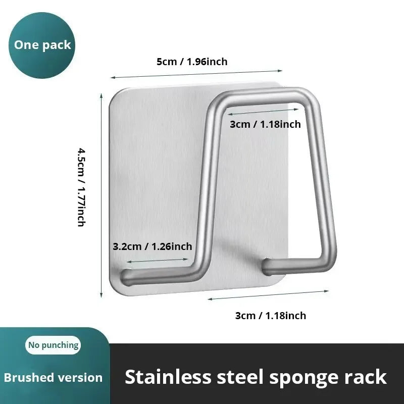 1pc Stainless Steel Sink Sponge Rack For Sponge Steel Wire Ball Draining Paste The Inner Wall Of The Sink Kitchen Supplies Peaceful Pleasures Health and Wellness Silver