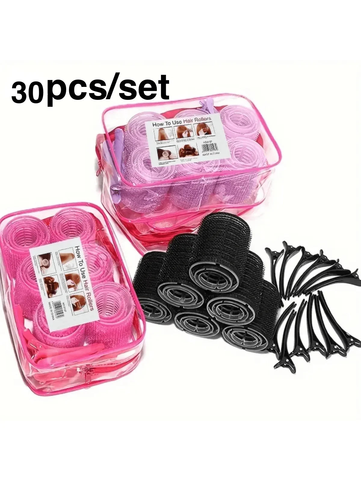 30pcs/set Self Grip Heatless Hair Curling Roller Hair Curlers DIY Hair Styling Accessories For Women Peaceful Pleasures Health and Wellness